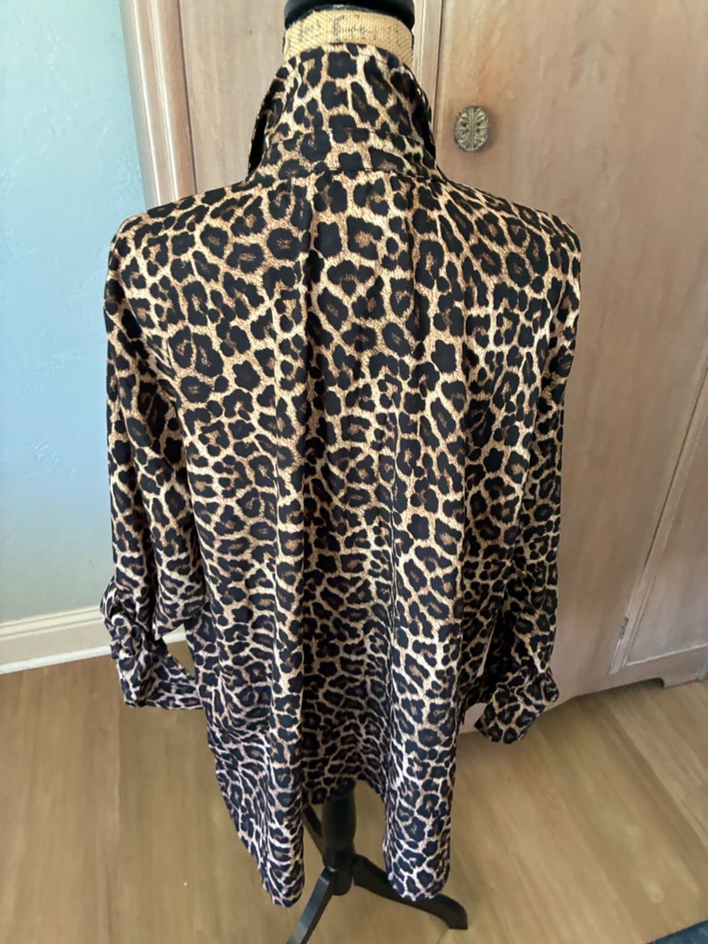 Michael Kors Leopard Animal Print Zipper blouse top jacket Plus Size 3X New - Picture 11 of 16